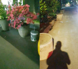 Warga Keluhkan Penempatan Pot Bunga Berbahaya di Jalan Kenanga Genteng Surabaya
