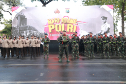 Hari Juang Polri tahun 2025 di depan Monumen Perjuangan Polri, Jalan Raya Darmo Surabaya,