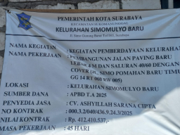 Dua Titik Pekerjaan Dana Kelurahan Simomulyo Baru Diduga Tidak Sesuai Spesifikasi