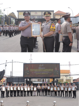 Polres Lamongan Gelar Upacara Kenaikan Pangkat Pengabdian dan Pemberian Penghargaan