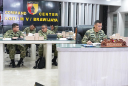 Kasdam V/Brawijaya Pimpin Rakor Virtual Percepatan Pembangunan KDKMP Bersama Wapang TNI di SICC
