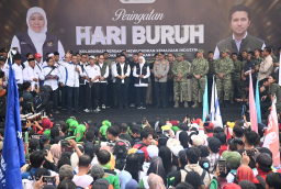 Pengamanan Aksi Mayday 2026 Jatim Berjalan Tertib Tuntutan Buruh Disampaikan Damai