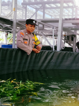 Bhabinkamtibmas Jemur Wonosari Dampingi Budidaya 1.400 Ikan Nila dengan Sistem RAS