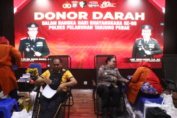 Sambut Hari Bhayangkara ke-80, Polres Pelabuhan Tanjung Perak Gelar Aksi Donor Darah, Kumpulkan 78 Kantong Darah.
