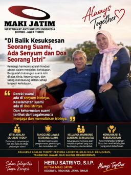 Di Balik Kesuksesan Seorang Suami, Ada Senyum dan Doa Seorang Istri": Heru Satriyo MAKI Jatim.