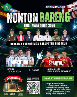 Pemkab Sidoarjo Ajak Warga Nonton Bareng Final Piala Dunia, Berhadiah