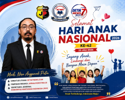 Direktur Utama Detik7News.com dan Sekjen KWI Moch. Nova Anggunadi Putra Ucapkan Selamat Hari Anak Nasional 2026