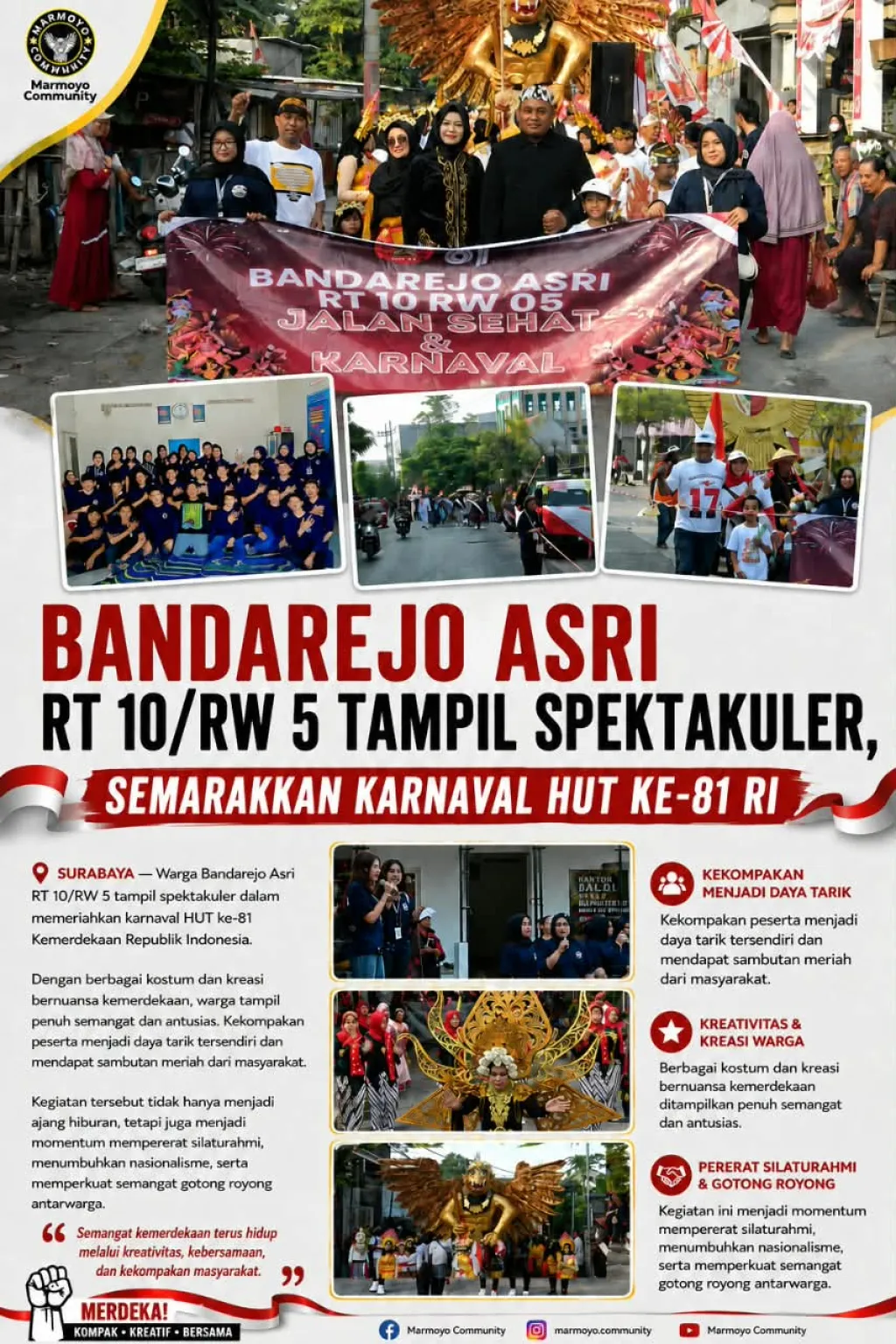 Semangat Kemerdekaan Membara, Bandarejo Asri Meriahkan HUT ke-81 RI dengan Gotong Royong