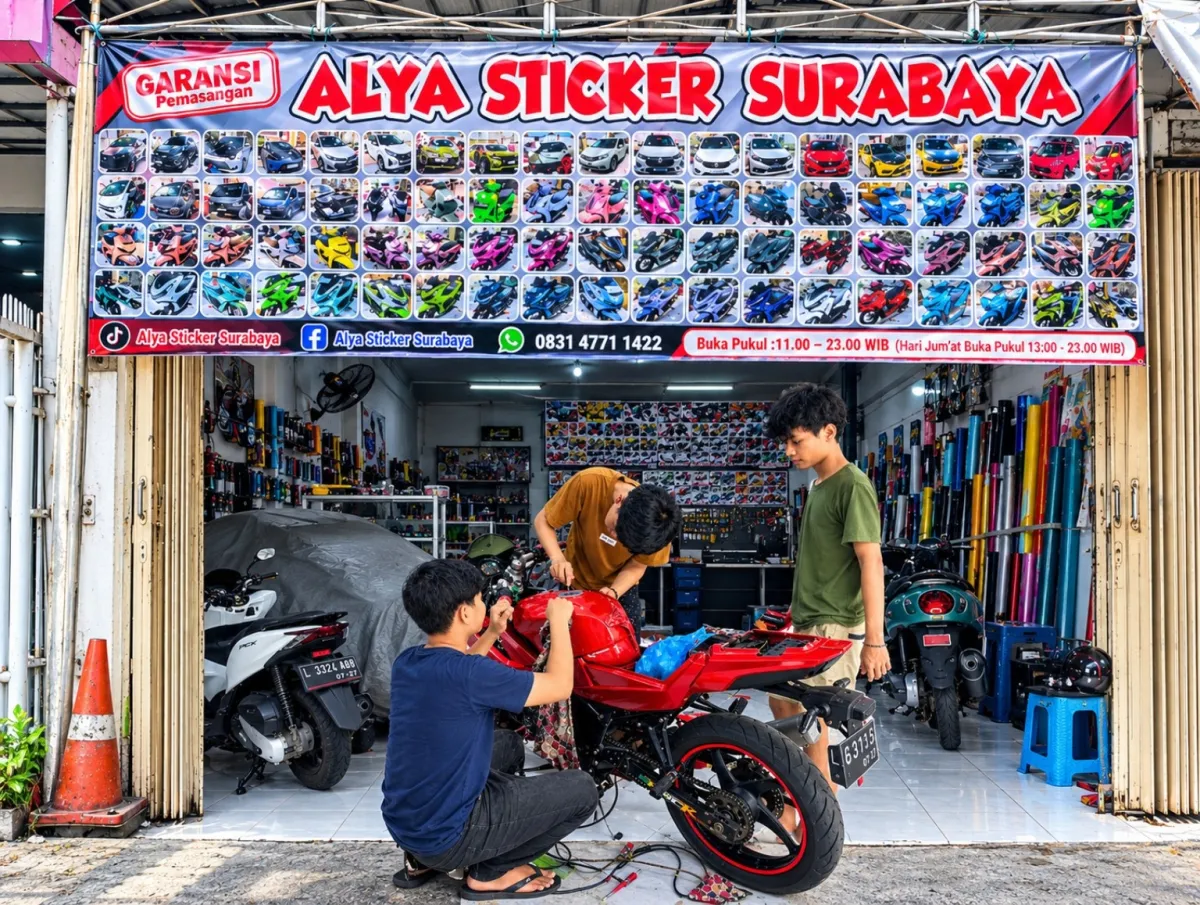 Alya Stiker, Rekomendasi Tempat Pemasangan Stiker Motor dan Mobil di Surabaya Pusat