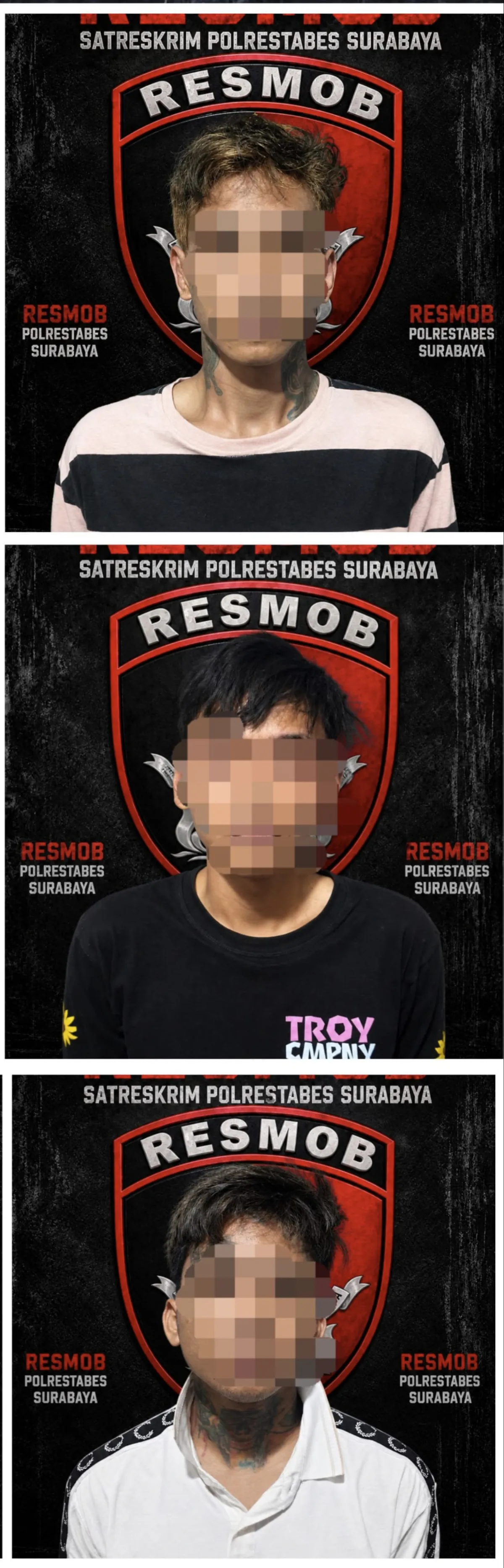 Tiga Terduga Residivis Pelaku Curanmor Diamankan Polrestabes Surabaya